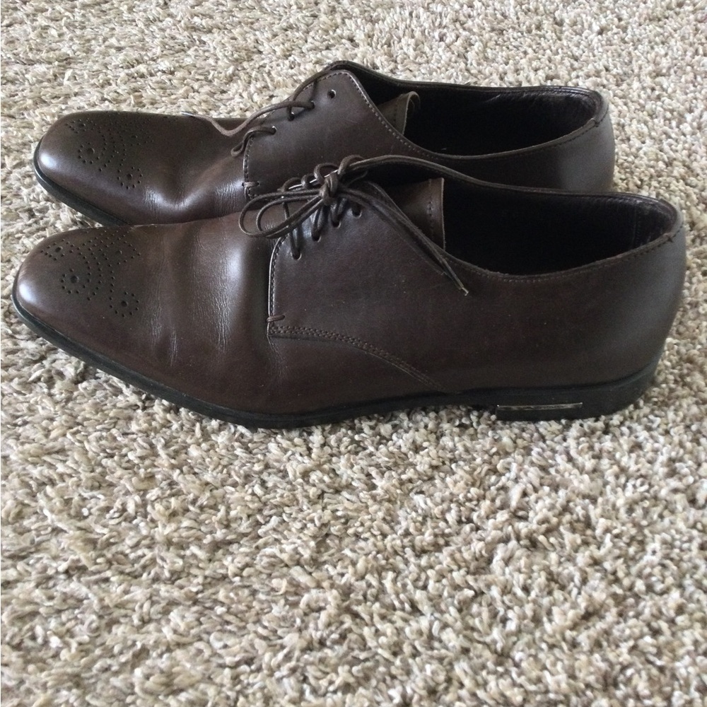 Prada Brown Oxfords Leather Lace-Up - Picture 3 of 8